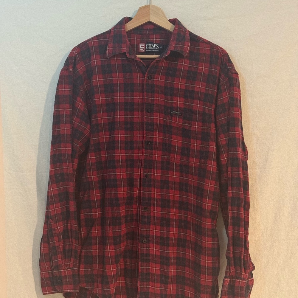 Chaps by Ralph Lauren Men's Red and Black Plaid Button Down Shirt